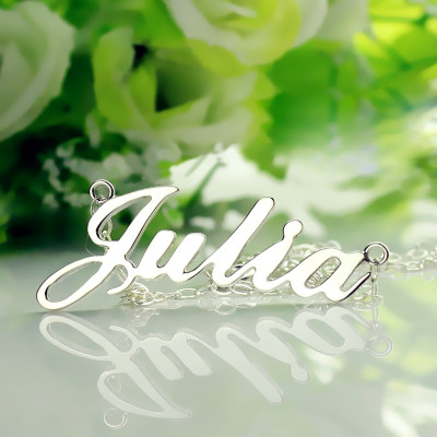 Feste 18ct weißes Gold überzogen Julia Art Name Halskette