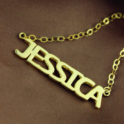 Solid Gold überzog Jessica Art Name Halskette