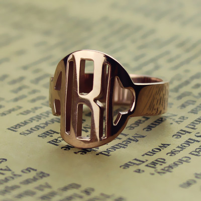 Kreis Block Monogramm 3 Initialen Ring Fest Rose Gold Ring personalisierte