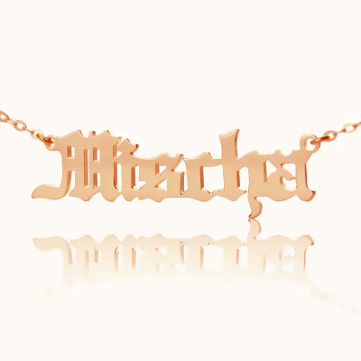 Mischa Barton Stil Old English Font Name Halskette 18ct Rose Gold überzogen