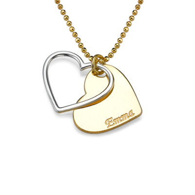 personalisierte Zwei Ton Herz Halskette für Paare