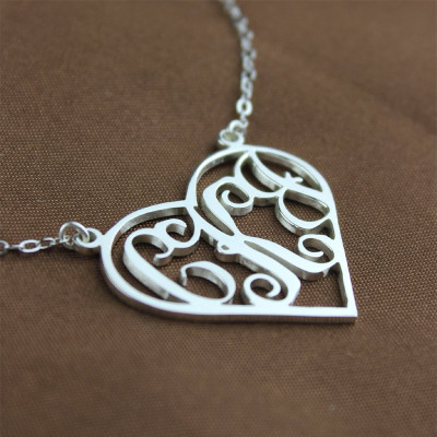 Herz Monogramm Halskette aus Sterling Silber