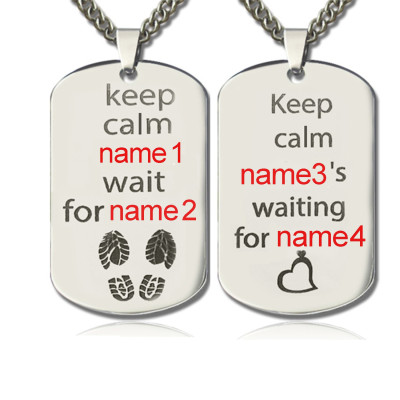 personalisierte Niedlich Silber His and Hers Dog Tag Halskette Sterling