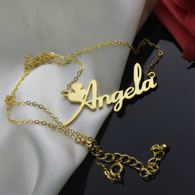 personalisierte Solid Gold Fiolex Girls Schriftart Herz Namen Halskette