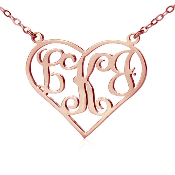 18ct Rose Gold überzogen Initialen Monogramm personifizierte Herz Halskette