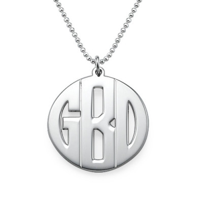 Personalisierte Silber Druck Monogramm Halskette - Individuelle Geschenkidee