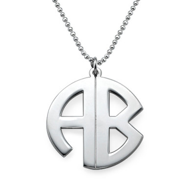 Personalisierte Silber Druck Monogramm Halskette - Individuelle Geschenkidee