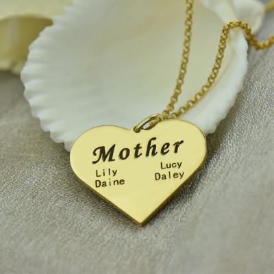 „Mutter“ Heart Family Names Halskette 18 karätigem Gold überzogen
