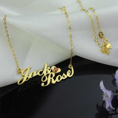 Gold Doppel Halskette Carrie Stil Namensschild