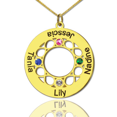 Infinity Birthstone Family Names Halskette 18 karätigem Gold überzogen