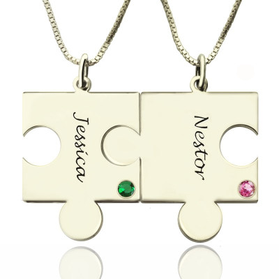 Gravierte Puzzle Halskette für Paare Liebe Halsketten Silber
