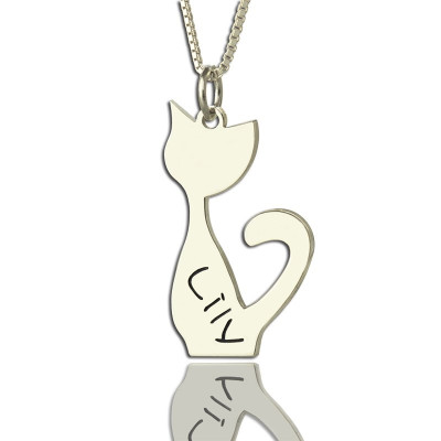 Cat Name Charme Halskette in Silber personalisiert