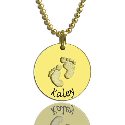 personalisierte Baby Abdrücke Namenskette 18 karätigem Gold überzogen