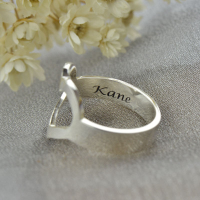 personalisierte Name des Paares Versprechen Herz Ring Silber