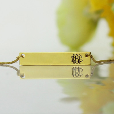 personalisierte 18ct Gold überzogenes Anfangs Bar Halskette Monogramm