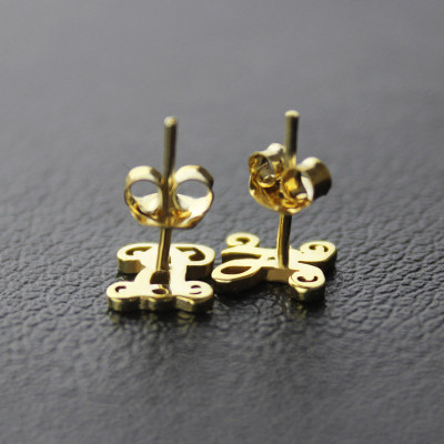 Single Monogramm Bolzen Ohrringe 18 karätigem Gold überzogen