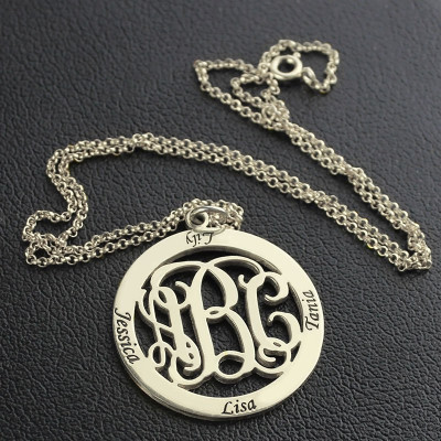 personalisierte Familien Monogramm Name Halskette aus Sterling Silber