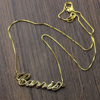 personalisierte 3D Carrie Namenskette 18ct Gold Plating