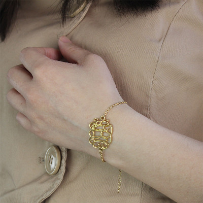 18ct Gold überzogenes Promi Monogramm Armband