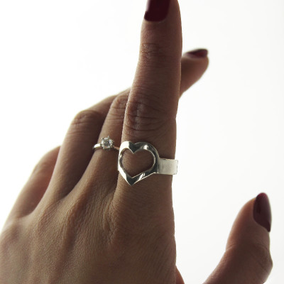 personalisierte Name des Paares Versprechen Herz Ring Silber