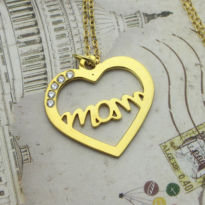 Mütter Herz Halskette mit 18 Karat Gold überzogen Geburtsstein