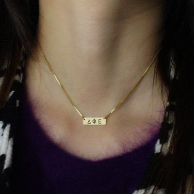 personalisierte Greek Letter Sorority Bar Halskette 18 karätigem Gold überzogen