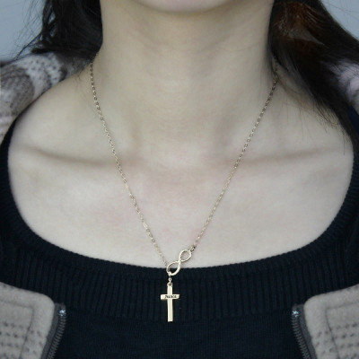 Infinity Kreuz Name Halskette aus Sterling Silber