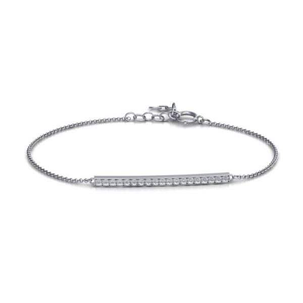 Sterling Silber Beaming Bar Armband mit Zirkonia Accent Stones