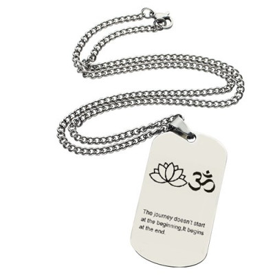 Yoga Theme - Lotus Blumen Name Dog Tag Halskette