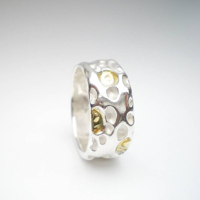 Coral Silber und Gold Ring