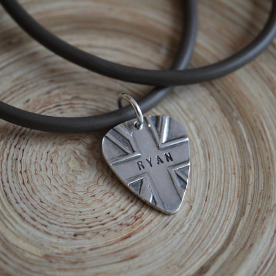 Personalisiertes Silber Union Jack Plektrum - Hochwertiges individuelles Gitarrenplektrum