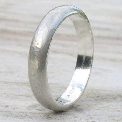 Handmade Sterling Silber gehämmert Ring