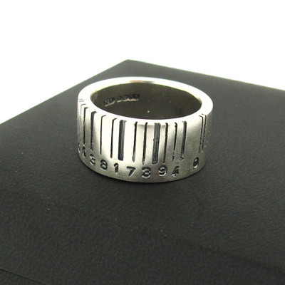 Extra Wide Silber Barcode Ring