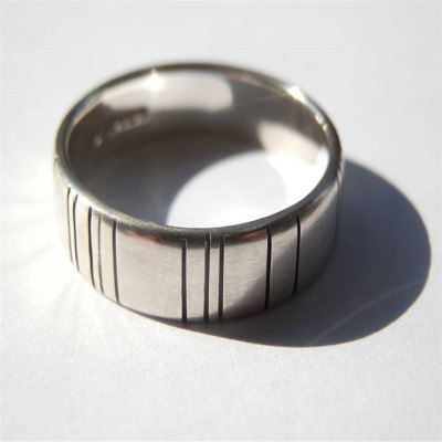 Mens Silber Barcode oxidierter Ring