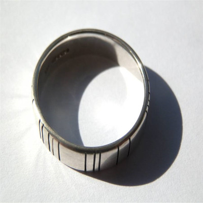 Mens Silber Barcode oxidierter Ring
