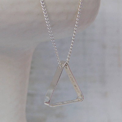 Mens Secret Message Silber Dreieck Halskette