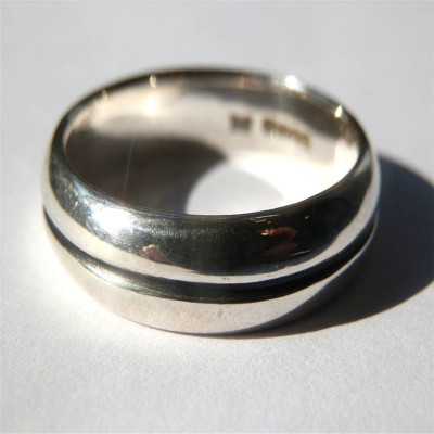Mens Silber Oxidiert Band Ring
