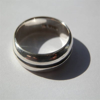 Mens Silber Oxidiert Band Ring