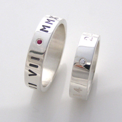 Silber personalisierte Ring für Paare