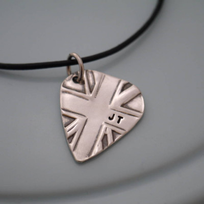 Personalisiertes Silber Union Jack Plektrum - Hochwertiges individuelles Gitarrenplektrum