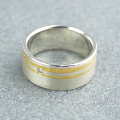 Silber und Finegold Diamant Ring