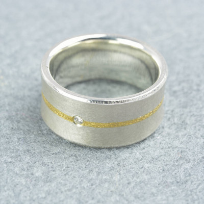 Silber und Fused Gold Diamant Ring