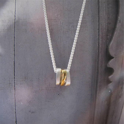 Silber Ovals Halskette mit Gold