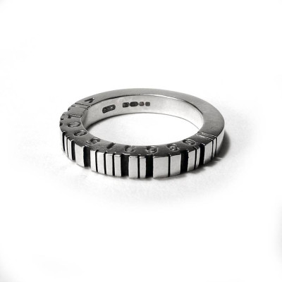 Thick Quadrat Silber Barcode Ring