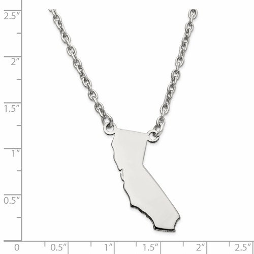 Personalisierte gravierte Namenskette mit Kalifornien CA Staatskarte in 14K Gelb- oder Wei&szlig;gold, Sterling Silber oder vergoldetem Silber - Monogramm CMZ415