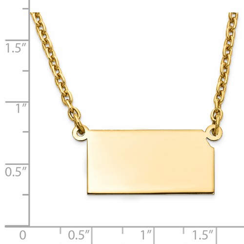 Personalisierte Kansas KS Staatskarte Namenskette aus 14K Gelb- oder Wei&szlig;gold &uuml;berzogenem Sterling Silber