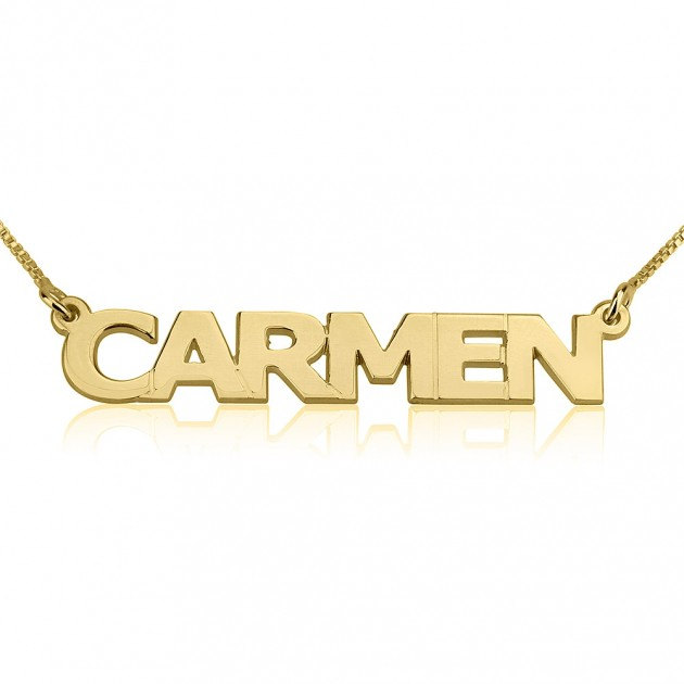 24K Gold Namenskette mit Blockschrift und Kette