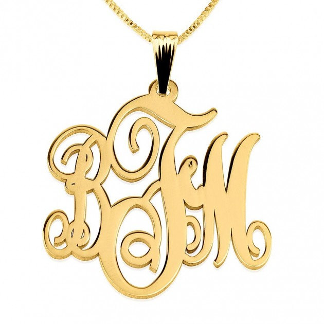 24K Gold Monogramm Halskette mit Kette | Personalisierter Schmuck