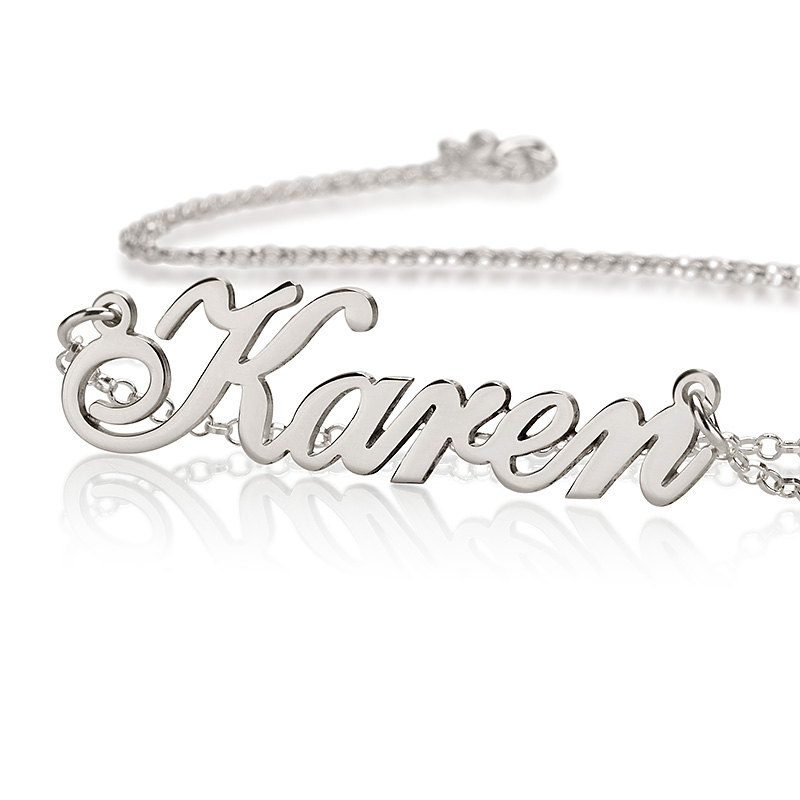 Personalisierte Namenskette - Silber - W&auml;hlen Sie Ihren Namen - Geschenk f&uuml;r Sie - Carrie Stil