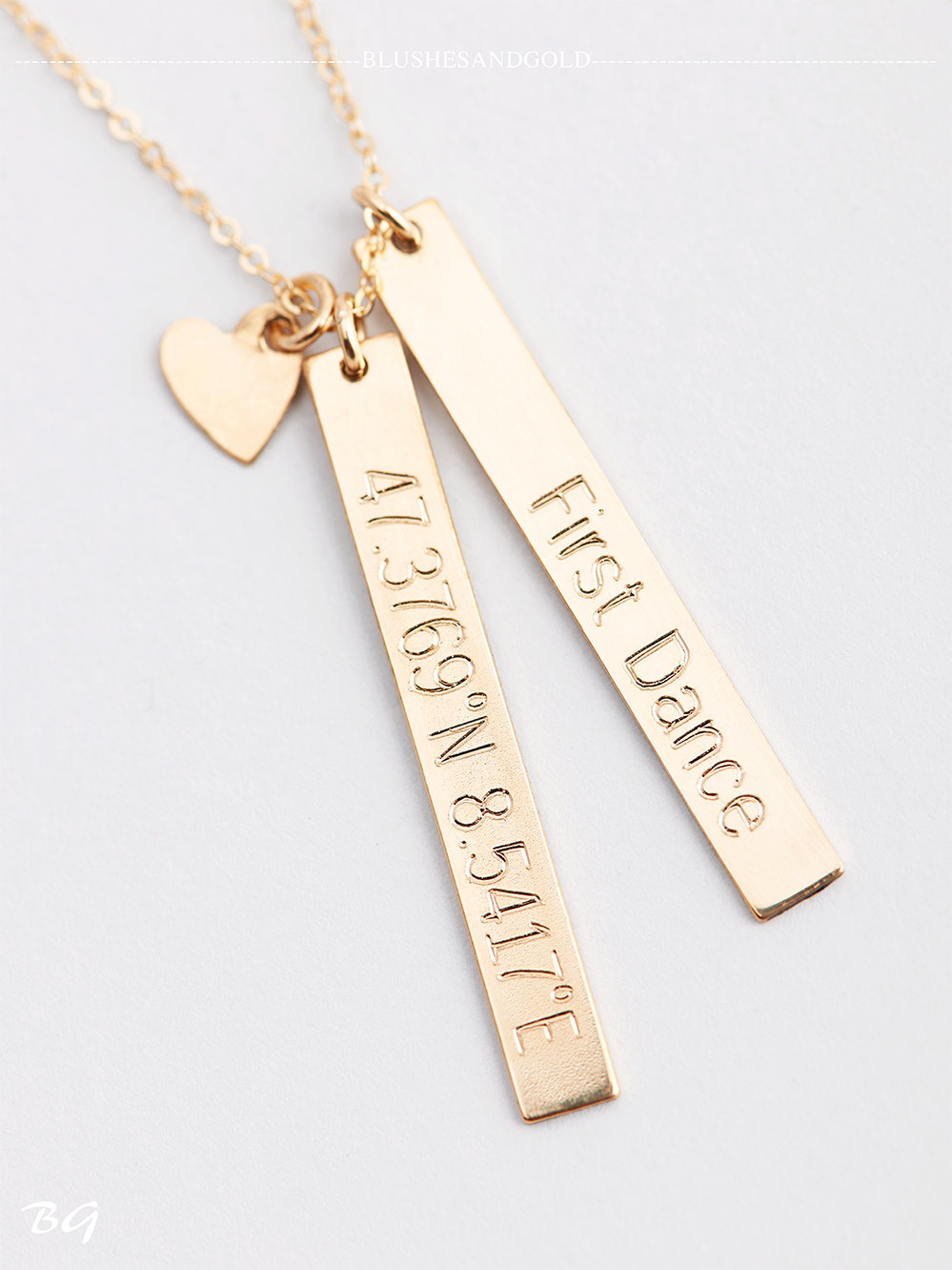 Personalisierte Koordinaten Bar Halskette aus Sterlingsilber und Gold - Geschenkidee f&uuml;r sie